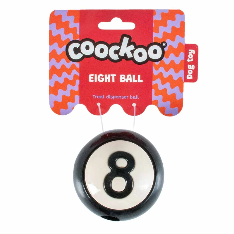Ebi Coockoo Eight-Ball Treat Dispenser Ball Dog Snack Toy - Black/8cm