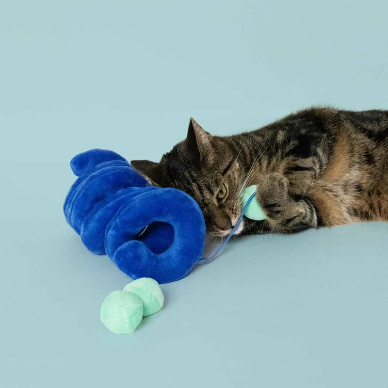 Ebi Coockoo Twister Plush Cat Chase Toy - Blue/36x10x10cm