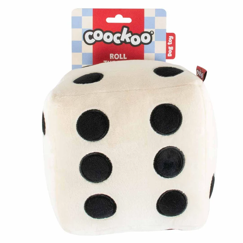Ebi Coockoo Roll The Dice Plush Dog Squeaker Toy - White/16x16x16cm