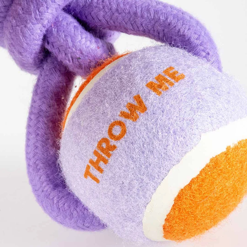 Ebi Coockoo Throw Me Ball With Rope Loop Dog Fetch Toy - Purple/6x45x6cm