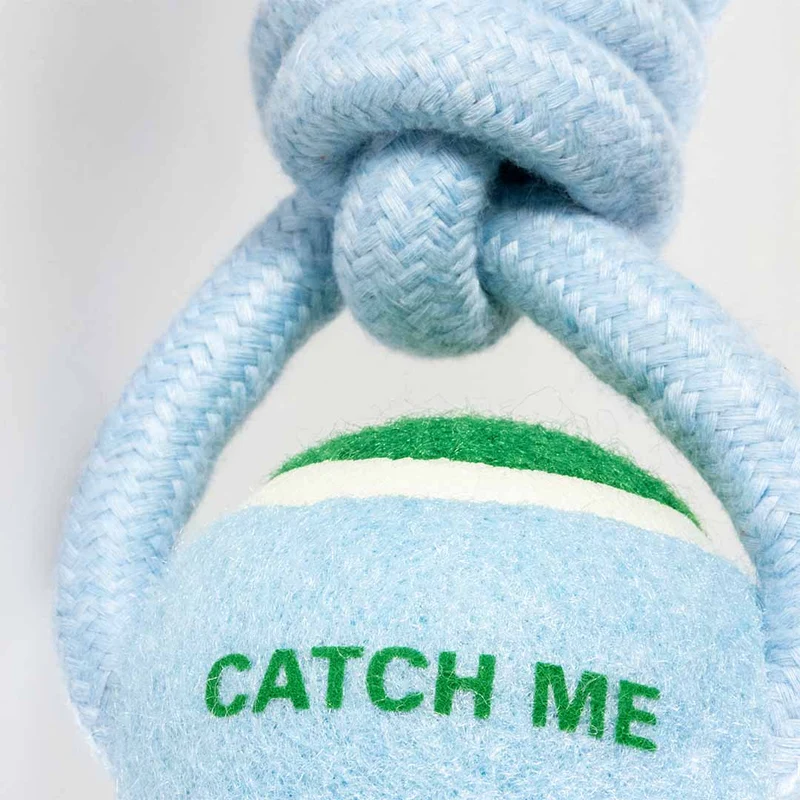 Ebi Coockoo Catch Me Ball With Rope Loop Dog Fetch Toy - Blue/6x45x6cm