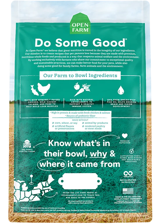 Open Farm Grain Free Puppy Chicken & Salmon Recipe Dry Food - 1.81KG
