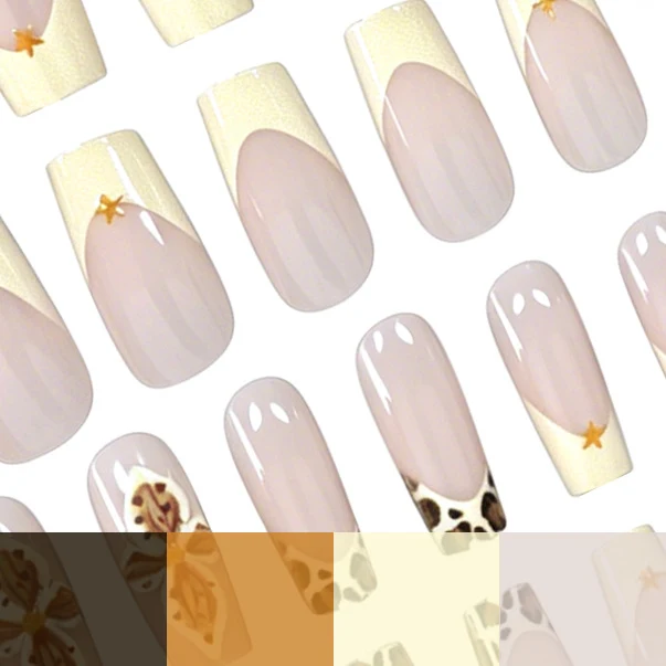 Dekorative Acryl-Nagelverlängerungen mit Blumen- und Leopardenmuster Karnz