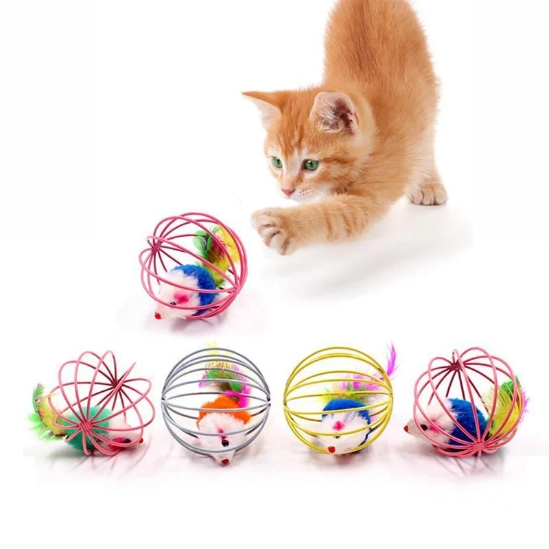 Trixie Plush Mouse in Wire Ball Toy for Cats