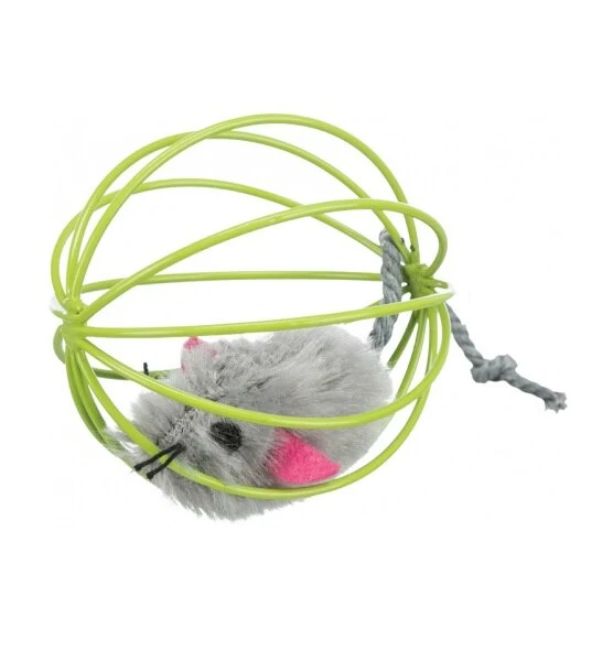 Trixie Plush Mouse in Wire Ball Toy for Cats