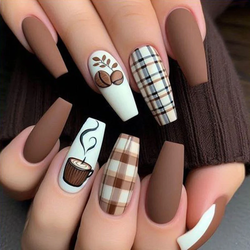Kreatives Kaffee-Themen Nagelkunstset Karnz