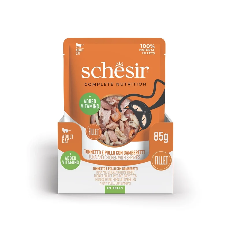 Schesir Tuna & Chicken With Shrimps In Jelly Adult Wet Cat Food 85G