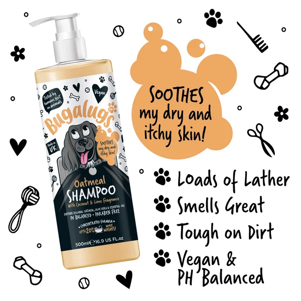 Bugalugs Oatmeal with Coconut & Lime Dog Shampoo 500ML