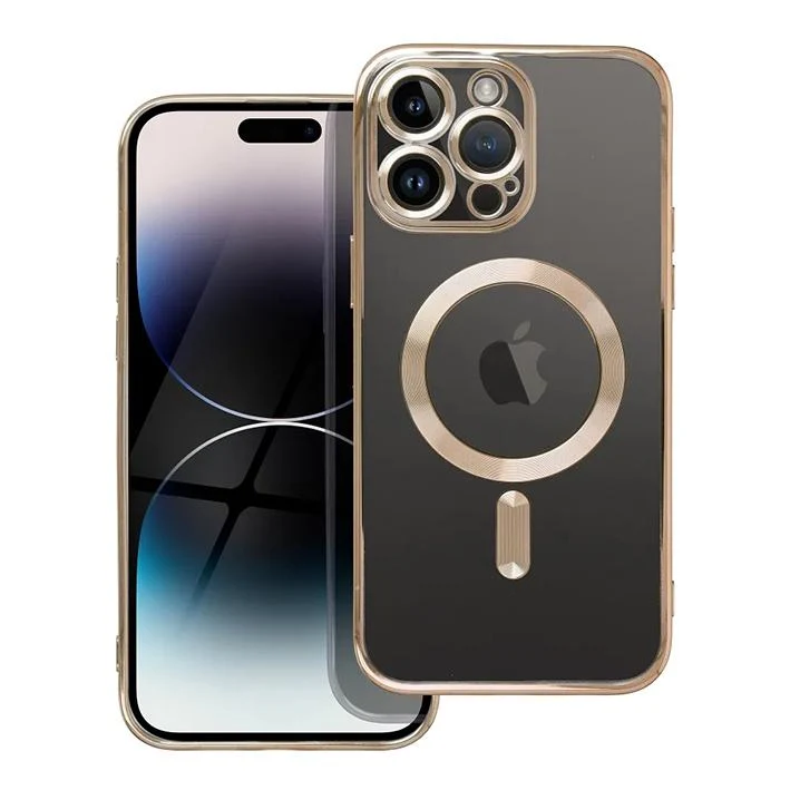 iPhone 13 Pro Max Handyhülle / Backcase Silikon Transparent / Gold MagSafe kompatibel
