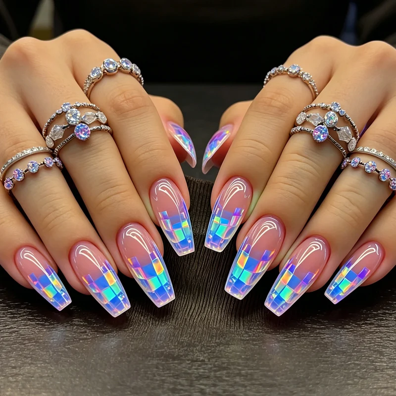 Künstlerische transparente Acryl-Nagelerweiterungen Karnz