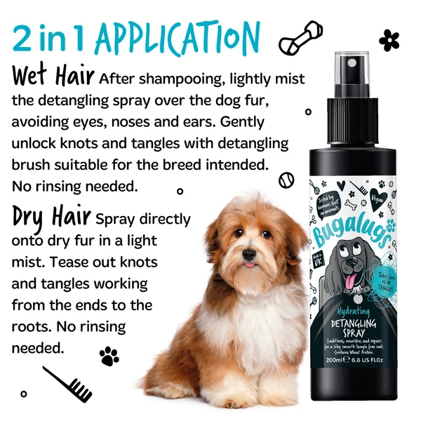 Bugalugs Hydrating Detangling Dog Spray 200ML