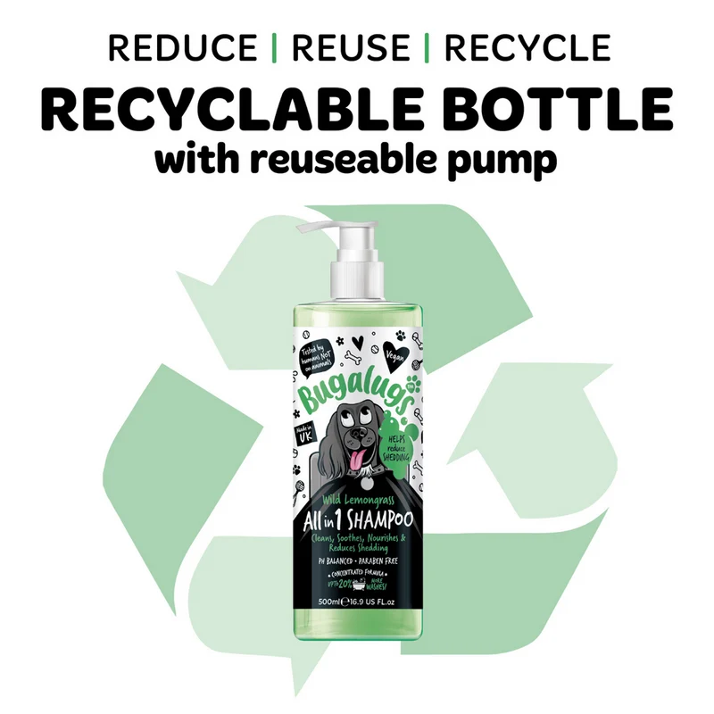 Bugalugs All-in-1 Wild Lemongrass Dog Shampoo With Shed Control 500ML