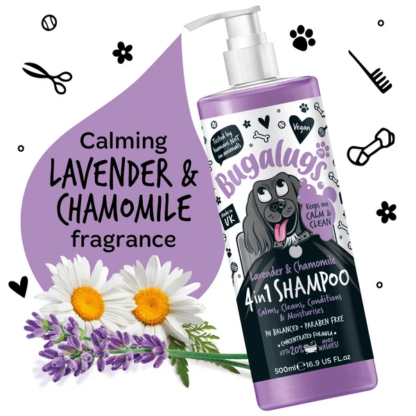 Bugalugs 4-in-1 Dog Calming Shampoo - Lavender & Chamomile 500ML