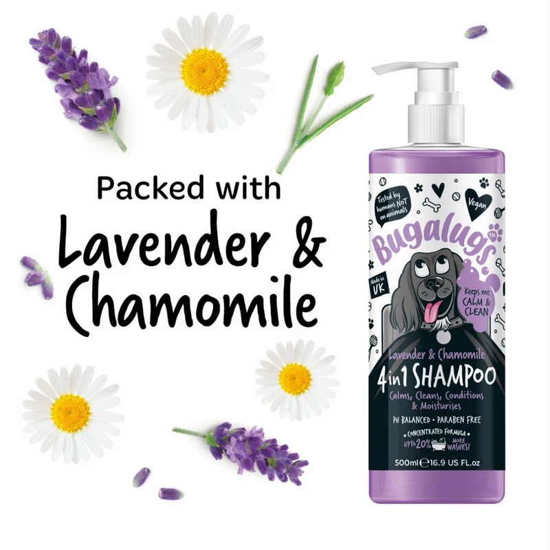 Bugalugs 4-in-1 Dog Calming Shampoo - Lavender & Chamomile 500ML