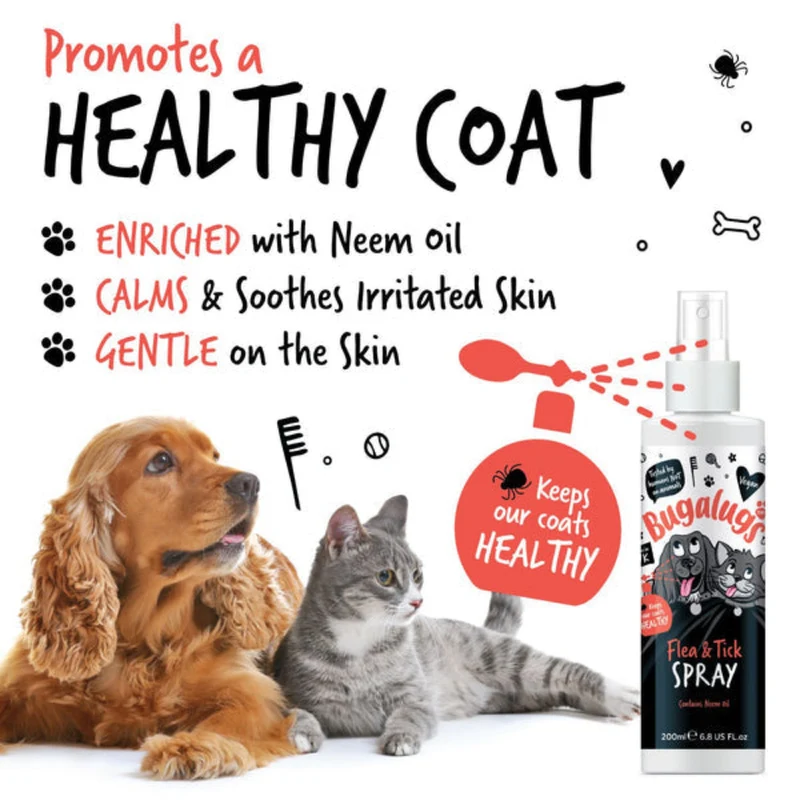 Bugalugs Flea & Tick Spray for Dogs & Cats 200ML