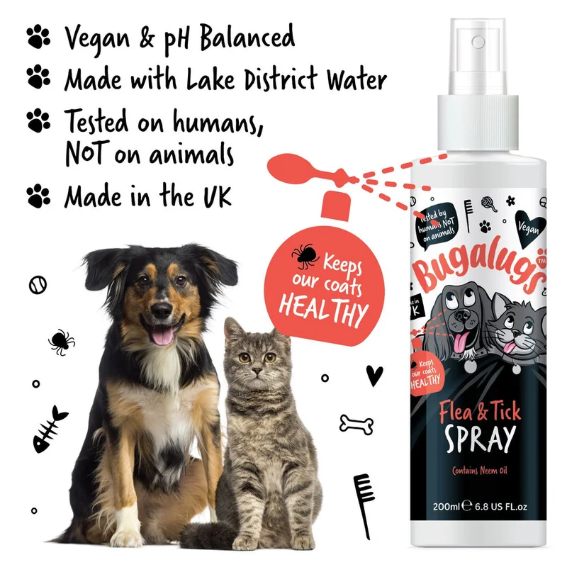 Bugalugs Flea & Tick Spray for Dogs & Cats 200ML