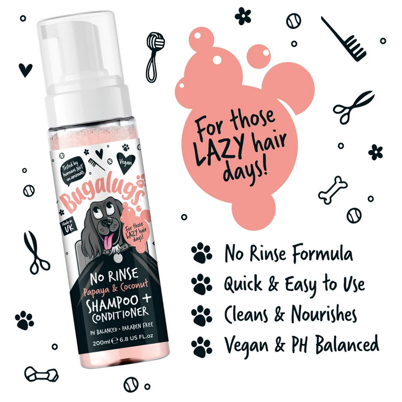 Bugalugs Papaya & Coconut No Rinse Dog Shampoo & Conditioner 200ML