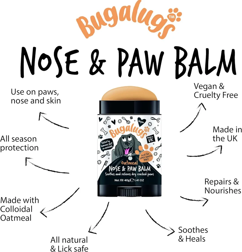 Bugalugs Oatmeal Paw & Nose Balm Stick For Dogs 40G