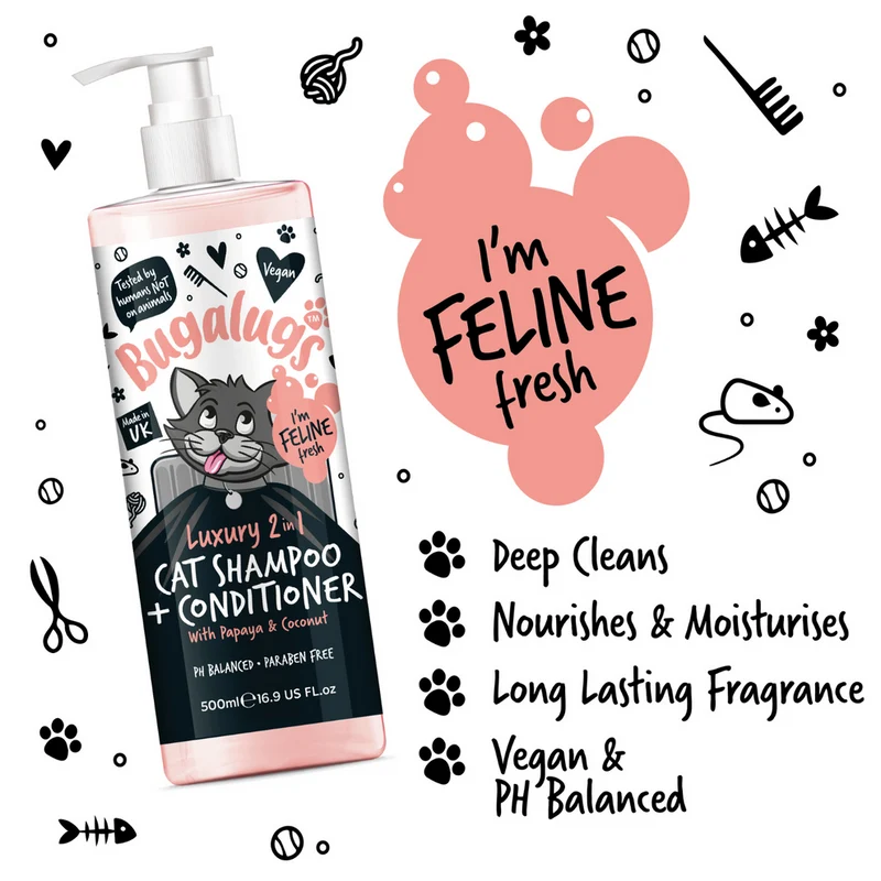 Bugalugs 2in1 Cat Shampoo & Conditioner - Papaya & Coconut 500ML