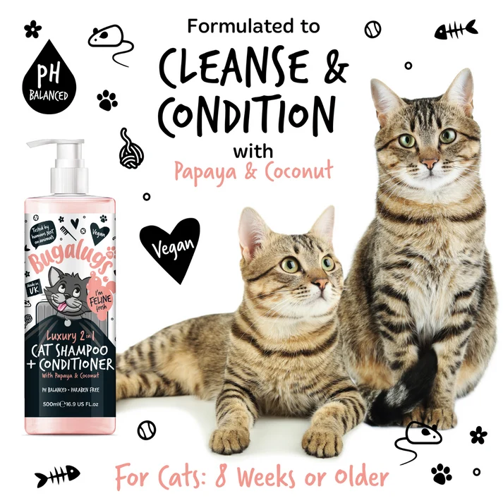 Bugalugs 2in1 Cat Shampoo & Conditioner - Papaya & Coconut 500ML