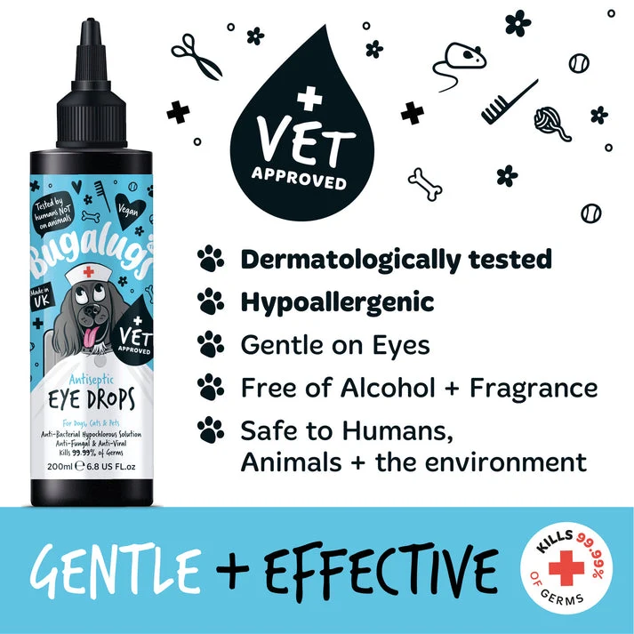 Bugalugs Antiseptic Eye Drops for Pets 200ML