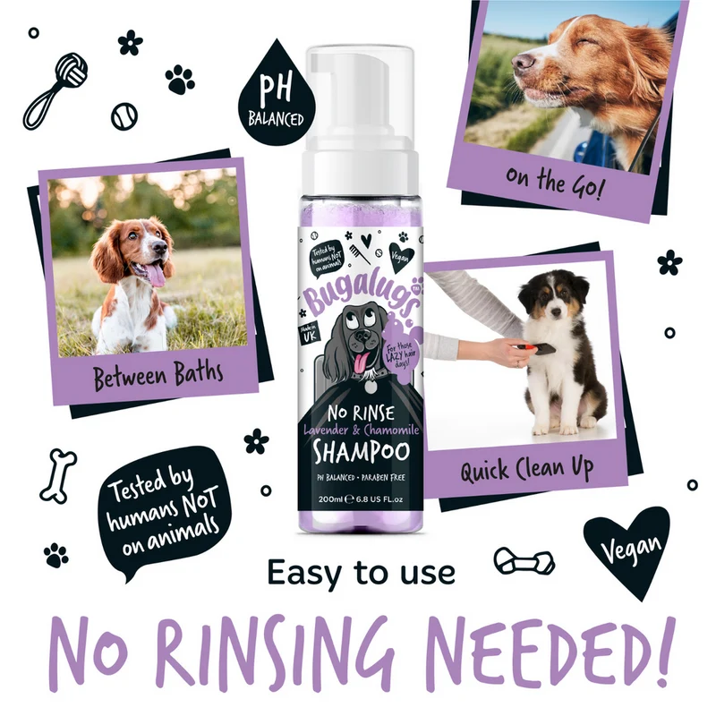 Bugalugs Lavender & Chamomile No Rinse Dog Shampoo 200ML