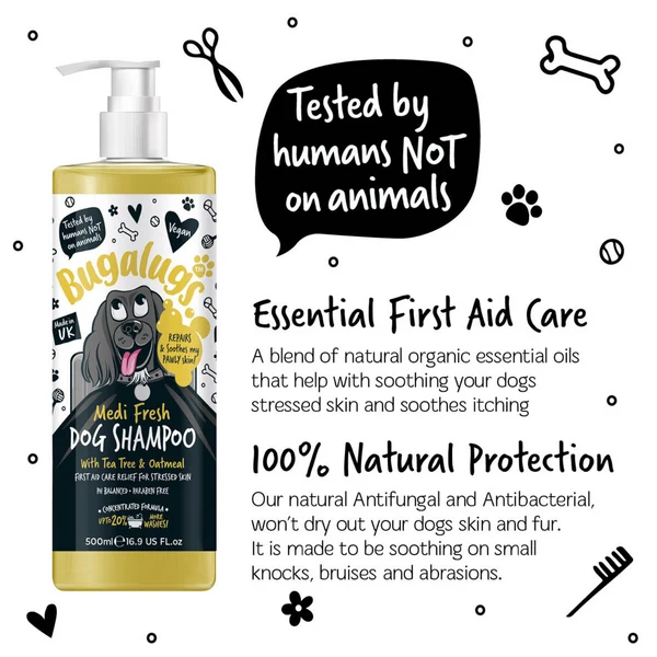 Bugalugs Medi Fresh Dog Shampoo With Tea Tree & Oatmeal 500ML