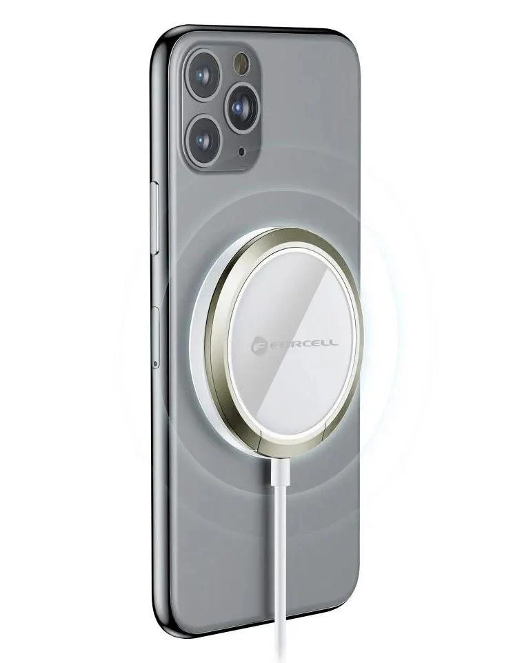 Induktives Ladegerät mit Ring kompatibel mit MagSafe weiß