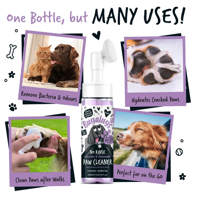 Bugalugs Lavender & Chamomile Paw Cleaner No Rinse Foam Shampoo - 200ML