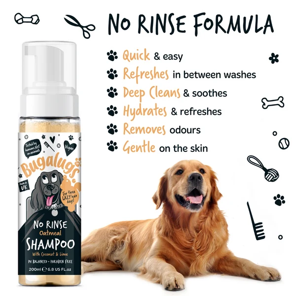 Bugalugs Oatmeal with Coconut & Lime - No Rinse Dog Shampoo 200ML