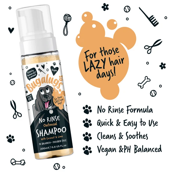Bugalugs Oatmeal with Coconut & Lime - No Rinse Dog Shampoo 200ML
