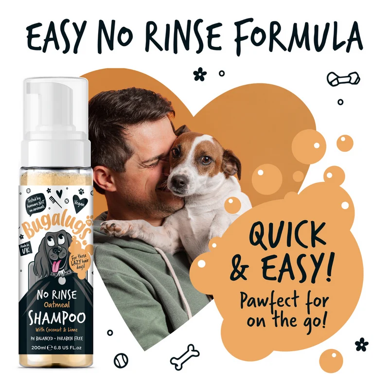 Bugalugs Oatmeal with Coconut & Lime - No Rinse Dog Shampoo 200ML