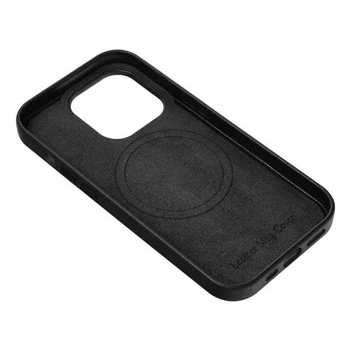iPhone 14 Pro Handyhülle / Backcase Leder Schwarz MagSafe kompatibel