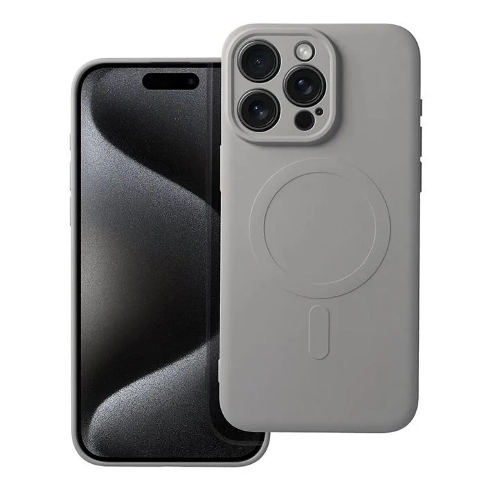 iPhone 15 Pro Handyhülle / Backcase Silikon Grau Titanium MagSafe kompatibel