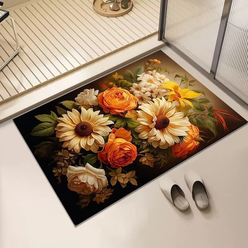 Florales Design rutschfester Badteppich