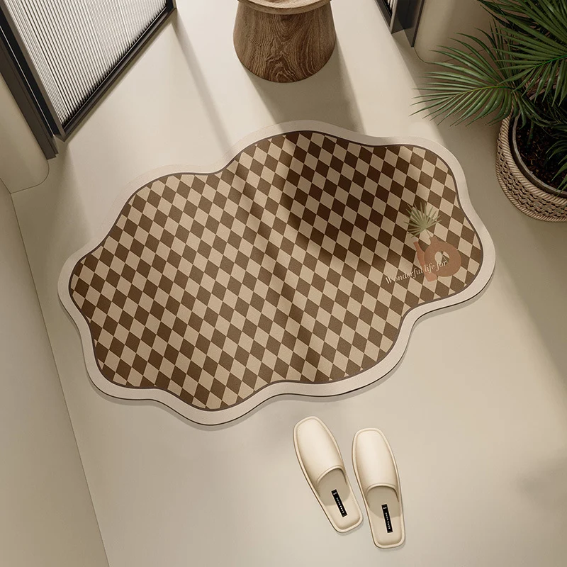 Stylische Schachbrett-Badematte