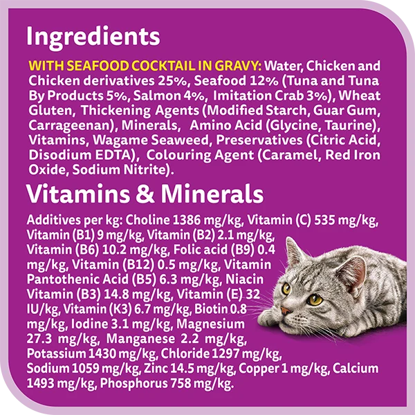 Whiskas 1+ Years Tasty Mix of the Sea Collection Wet Cat Food In Gravy 12X70G