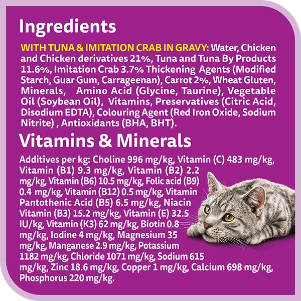 Whiskas 1+ Years Tasty Mix of the Sea Collection Wet Cat Food In Gravy 12X70G