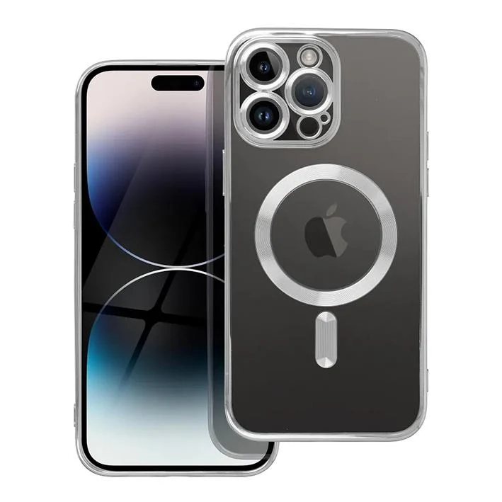 iPhone 13 Pro Handyhülle / Backcase Silikon Transparent / Silber MagSafe kompatibel