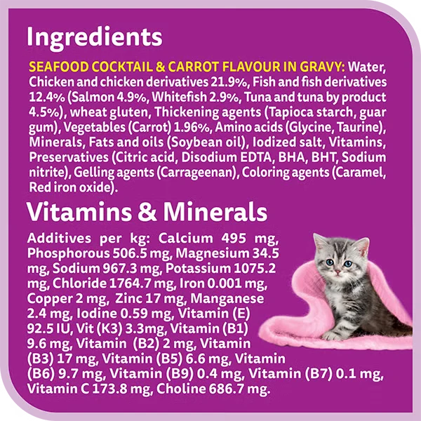 Whiskas Junior Kitten Tasty Mix Land & Sea Collection Wet Cat Food in Gravy 12X70G