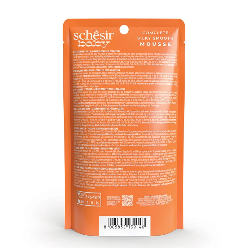 Schesir Baby Mousse Salmon & Chicken Kitten Wet Cat Food 70G