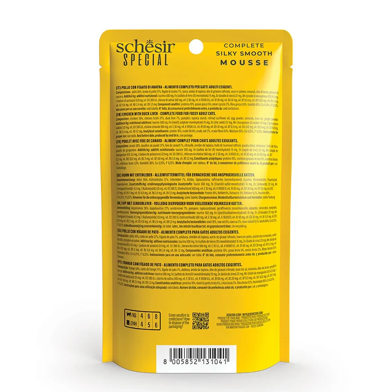 Schesir Special Mousse Exigent Chicken With Duck Liver Adult Wet Cat Food 70G