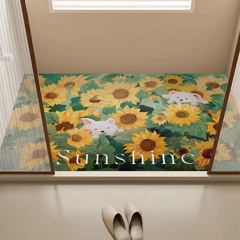 Gemütliche Blumendekorierte Fußmatte