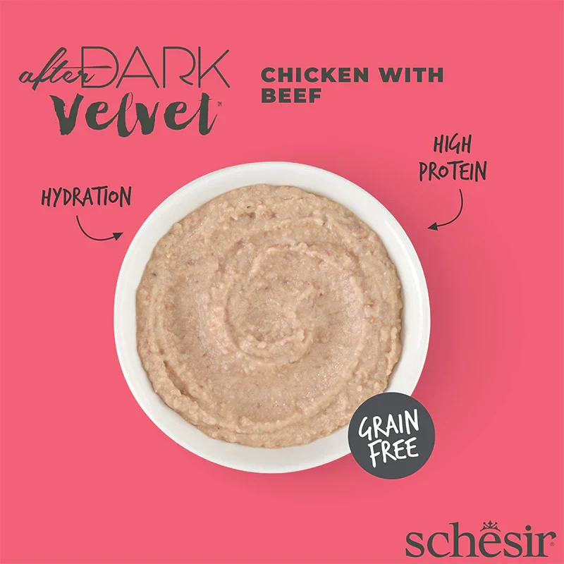 Schesir After Dark Velvet Mousse Chicken With Beef Wet Cat Food In Mousse 80G