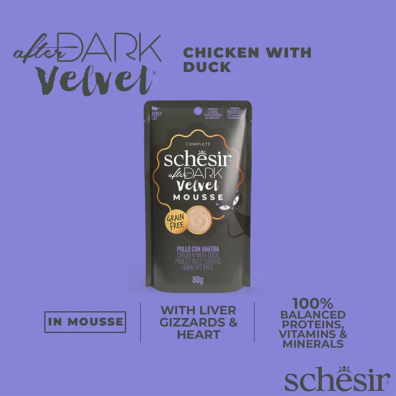 Schesir After Dark Velvet Mousse Chicken With Duck Wet Cat Food In Mousse 80G