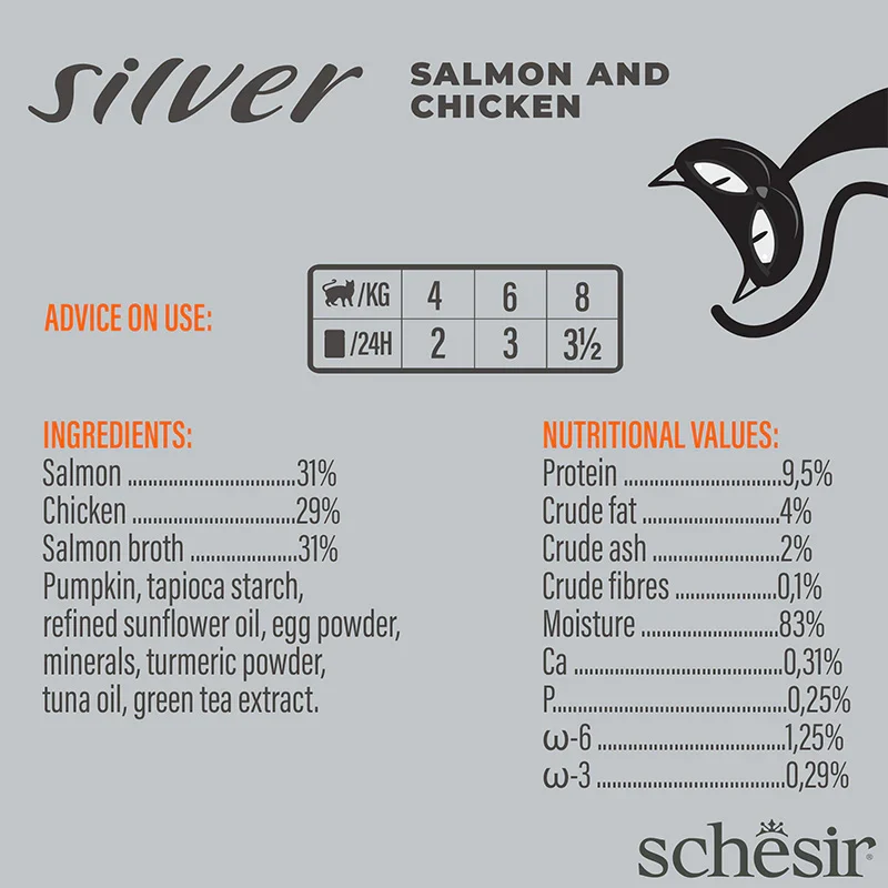 Schesir Silver Mousse Salmon & Chicken Senior Wet Cat Food 80G