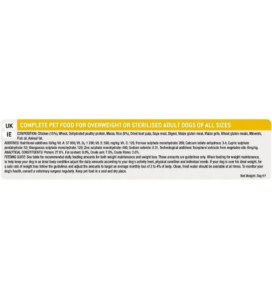PURINA Pro Plan Light/Sterilised with Optiweight Chicken Adult Dry Dog Food