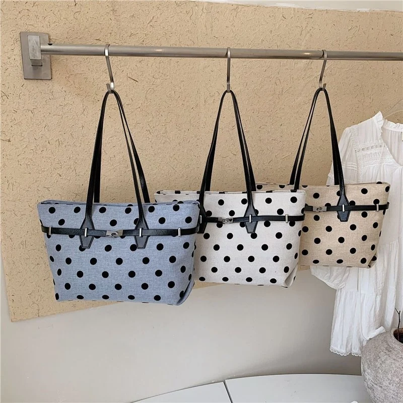 Polka Dot Canvas Tasche
