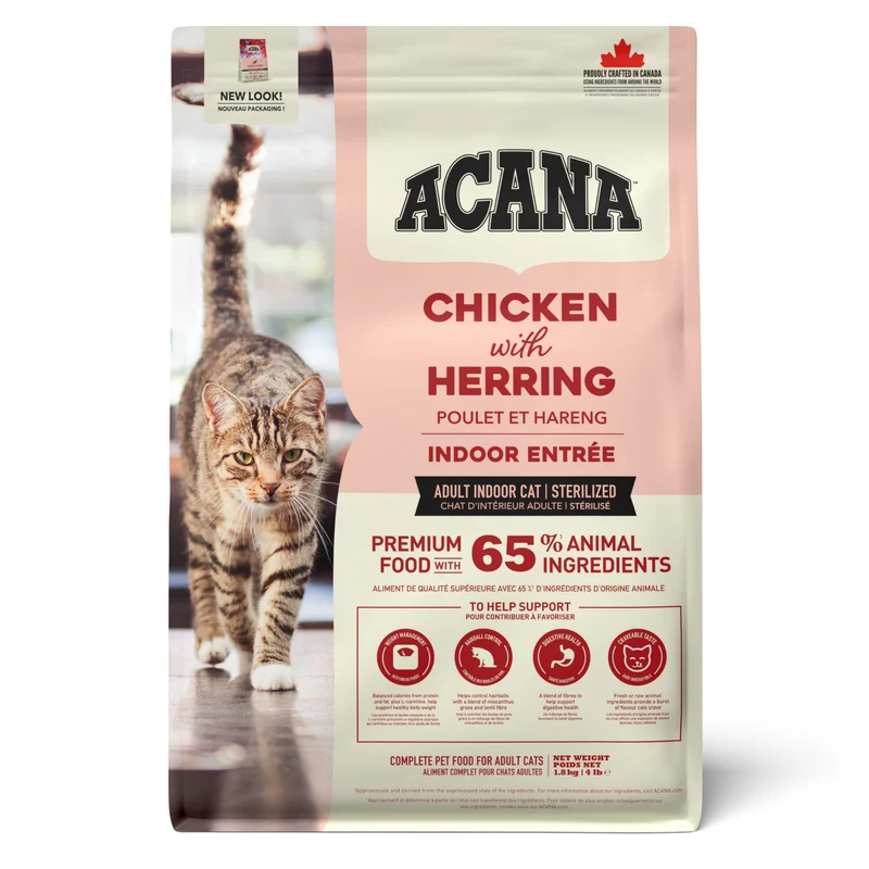 Acana Indoor Entree Recipe With Poultry & Fish Adult Dry Cat Food - Hairball Control
