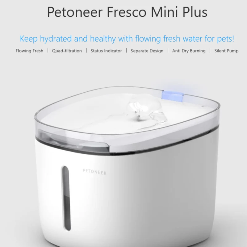 Petoneer Fresco Mini Plus Cat Smart Water Fountain 1.9L